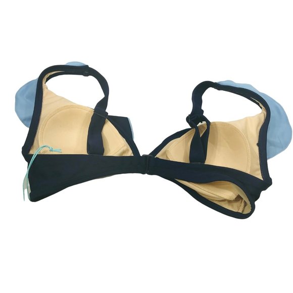 Kona Sol Women's Size Medium 8-10 Lightly Lined Bikini Swim Top Ruffle Blue New - Picture 2 of 13